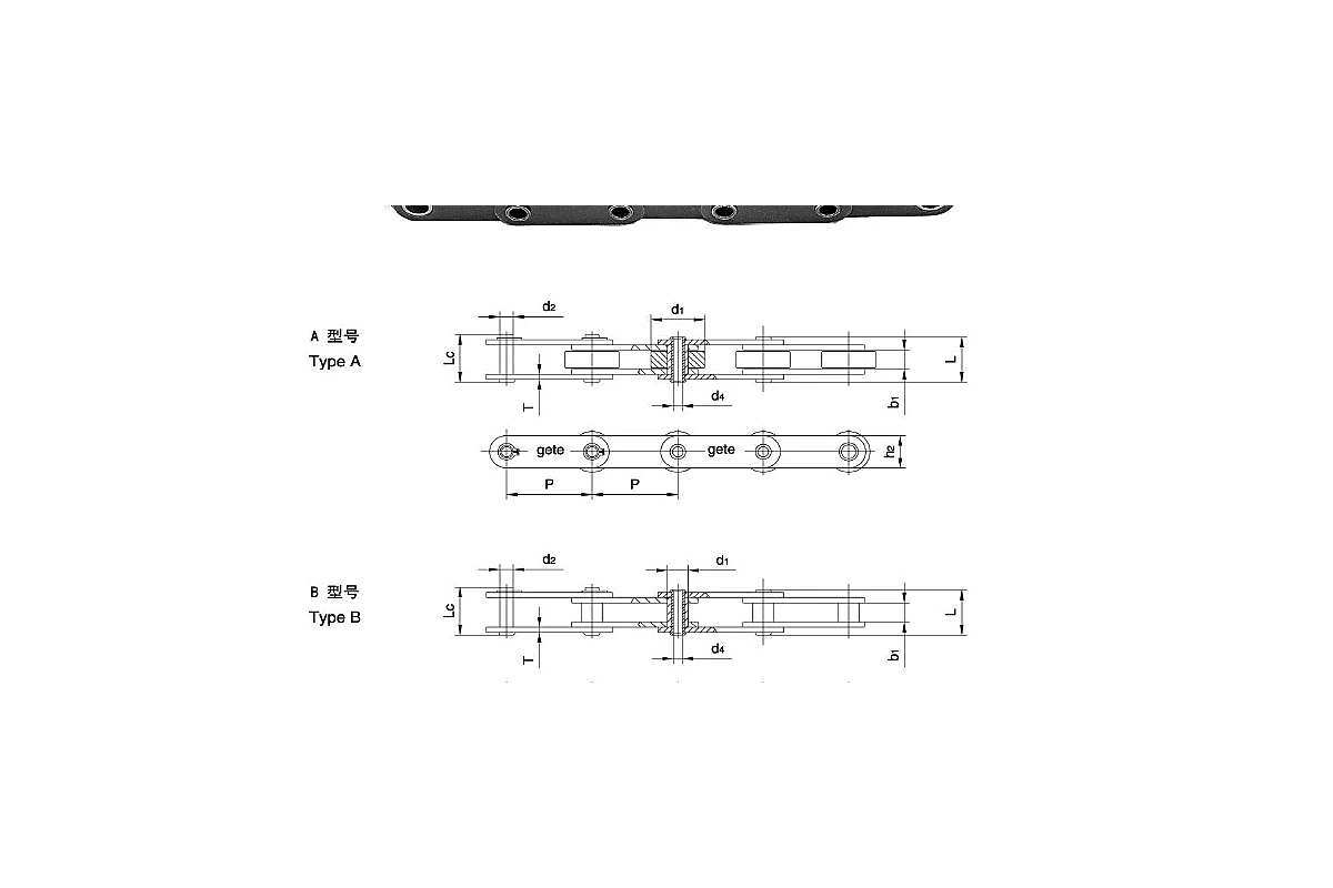C216ALHP Hollow Pin Conveyor Chain dimension drawing